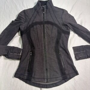 Lululemon Woman's Define Herringbone Jacket Full Zip Heather Grey & Black Size 4
